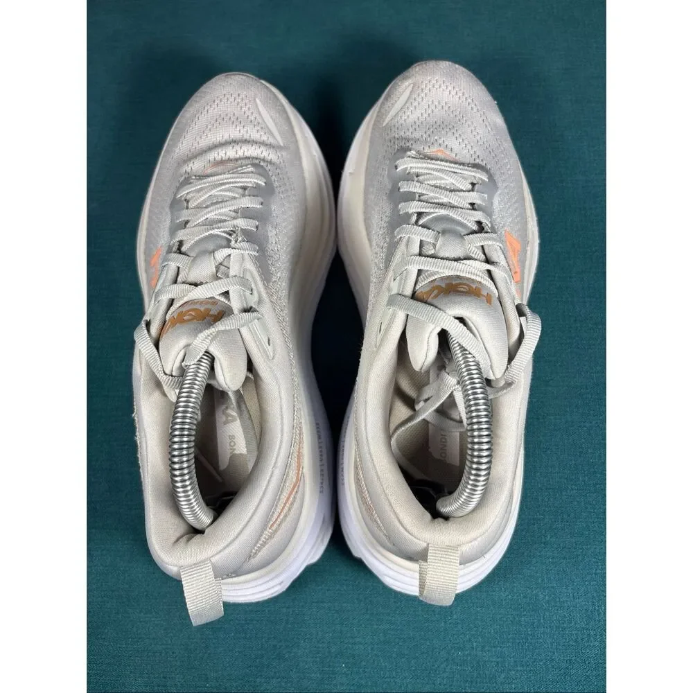 Hoka One One Bondi 8 Women's Size 9.5B Running Shoes - Harbor Mist / Peach